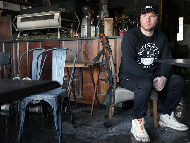 Bray Street coffee roasters cafe was destroyed in an arson attack overnight. Owner Dan Horrell, (pictured) is devastated. His brother Nick came down from Queensland to celebrate the 8th anniversary of the business. 13 September 2024. Picture: Dean Martin