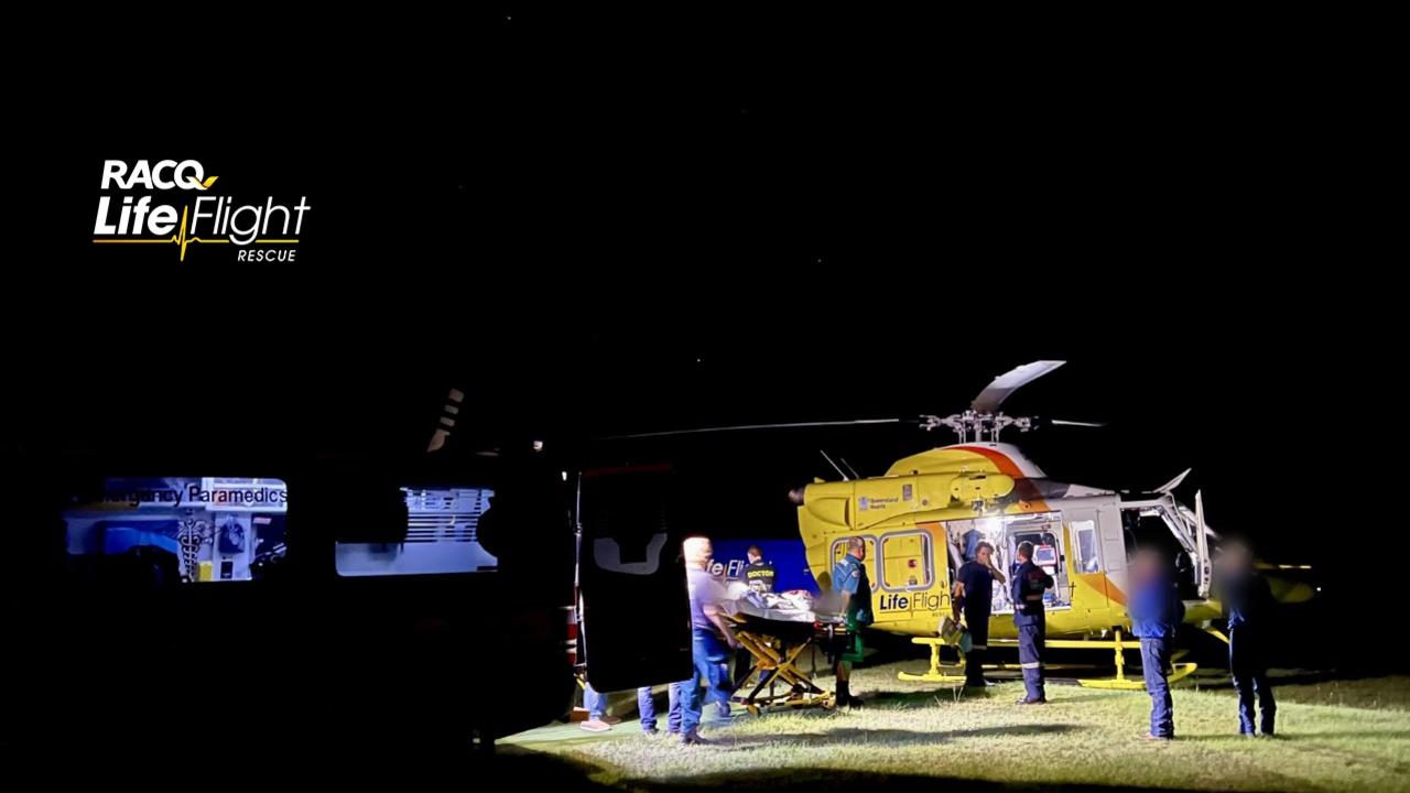 A young boy was flown to hospital after he was injured while bull-riding in Maidenwell.