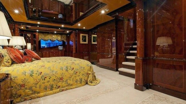 The owner's bedroom inside the $40 million vessel.