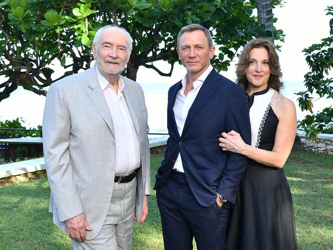 MONTEGO BAY, JAMAICA – APRIL 25: (L-R) Producer Michael G Wilson, cast member Daniel Craig and producer Barbara Broccoli attend the "Bond 25" film launch at Ian Fleming's Home 'GoldenEye' on April 25, 2019 in Montego Bay, Jamaica. (Photo by Slaven Vlasic/Getty Images for Metro Goldwyn Mayer Pictures)