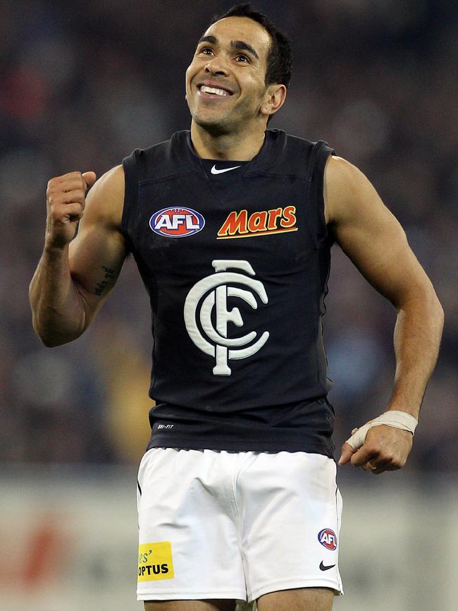 Collingwood v Carlton. MCG. Eddie Betts enjoys a last qtr goal