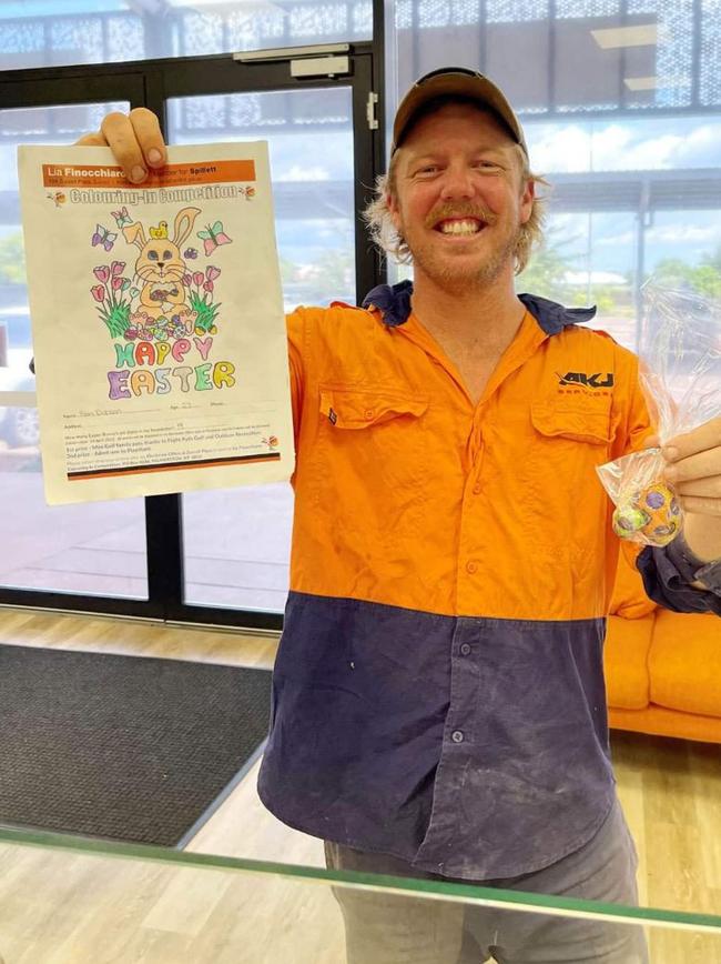 Sam from Durack entered Lia Finocchiaro's colouring competition