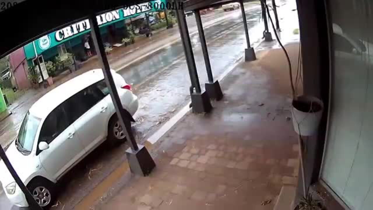 Cane train near miss with car