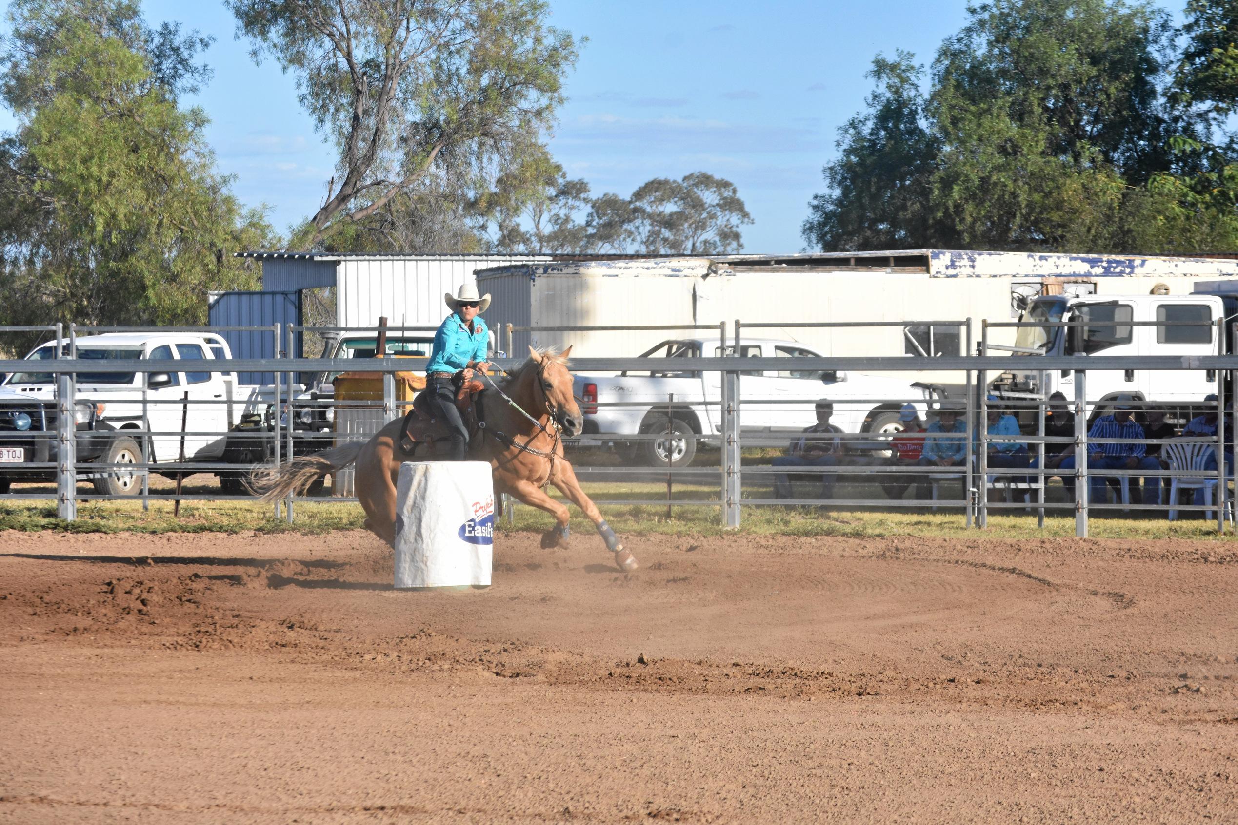 Leanne Caban, 3D barrel racing, Ayers Jackpot. Picture: Jorja McDonnell