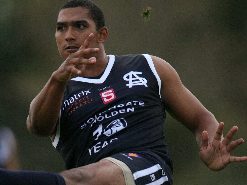 Damian Cupido in action for South Adelaide in the SANFL during 2006. It was a dramatic fall from grace from which his career never recovered. Picture: Stephen Laffer