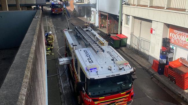 Firefighters from Sydney's south are in attendance at fire in a basement of a building in Rockdale. Picture: Fire and Rescue NSW