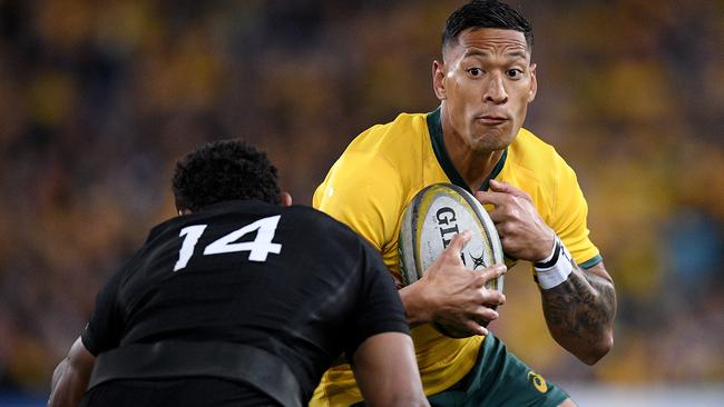 Israel Folau injured his ankle on Saturday night. Picture: Getty Images