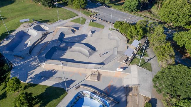 Skaters are still using the Pizzey Park complex in Miami during COVID lockdown. Picture: Jerad Williams.