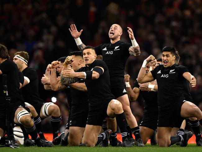 Pankraz was the brains behind the “Force of Black” campaign for Adidas’ sponsorship of New Zealand’s iconic national rugby union team, the All Blacks. Pictured, the team performs the Haka last year. Picture: Stu Forster/Getty