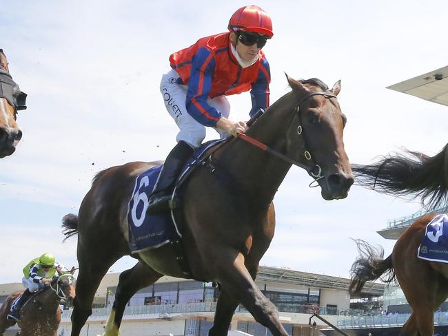 SYDNEY, AUSTRALIA - OCTOBER 23: Sam Clipperton on Mazu wins race 3 the Daily Press Brian Crowley Stakes during Sydney Racing at Royal Randwick Racecourse on October 23, 2021 in Sydney, Australia. (Photo by Mark Evans/Getty Images)