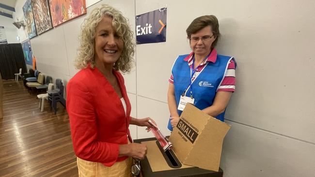 South Coast Labor candidate Liza Butler casts her vote at East Nowra Public School. Picture: Supplied