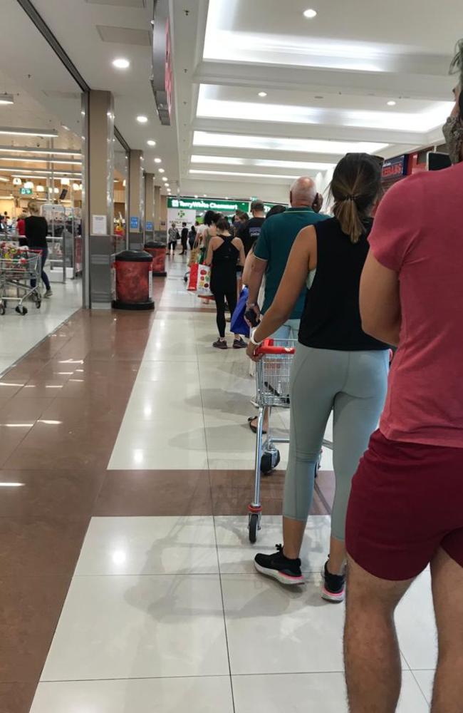 Two hour waits at the checkout at Coles Fairfield. Photo: Supplied