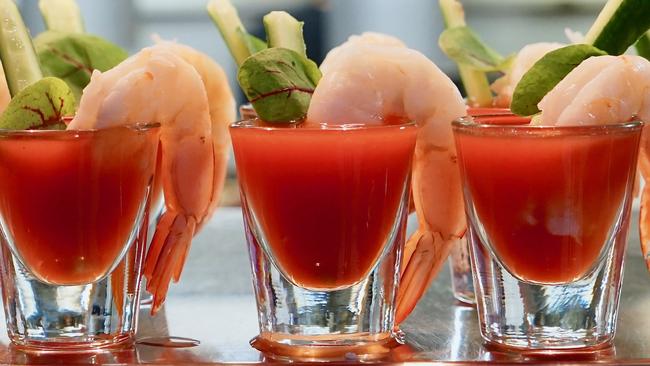 Bloody Mary prawn cocktails. Picture: Lindsey Hoad