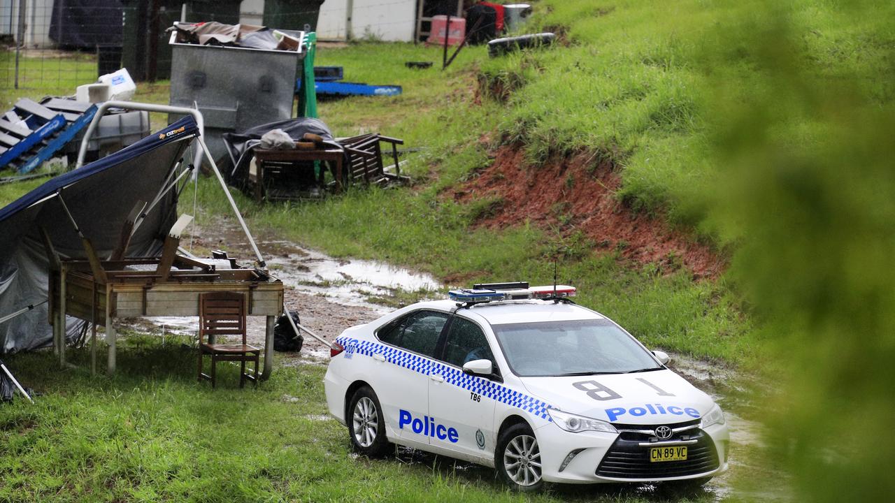 Tweed-Byron police set up a crime scene at the Cudgera Creek property. Picture: Scott Powick