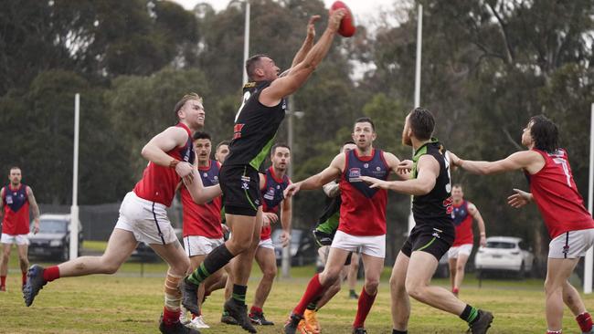 SFNL: Doveton big man Dylan Chapman wins the hitout. Picture: Valeriu Campan