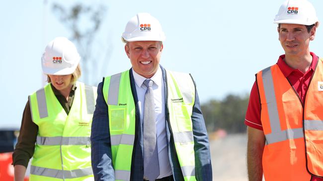 Premier Steven Miles, Health Minister Shannon Fentiman and Member for Bundaberg Tom Smith visit the site of the new Bundaberg hospital. Picture: Adam Head