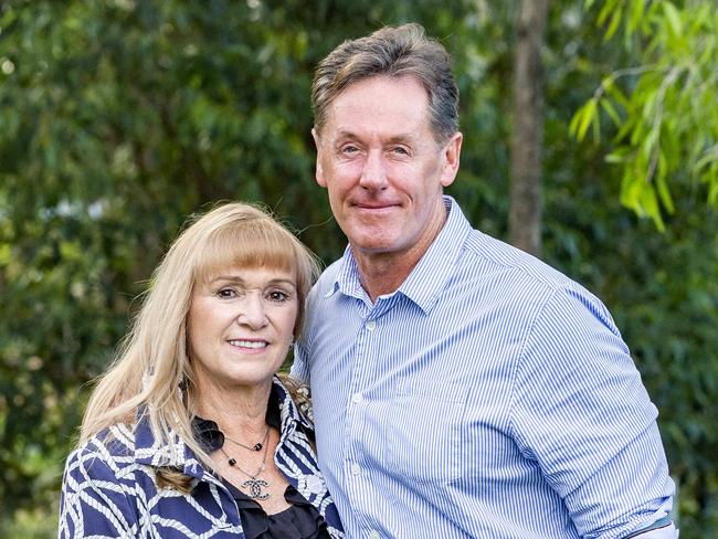 Logan City Council Mayoral candidate Darren Power with wife Lynne pose for a photograph, Saturday, March 28, 2020 (AAP Image/Richard Walker)