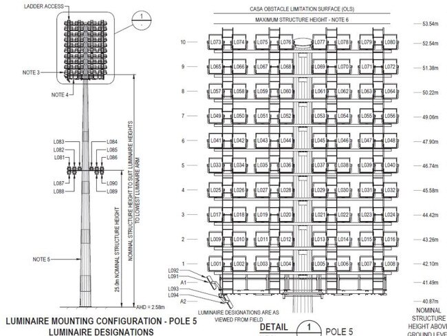 Proposed light towers for Barlow Park. Picture: Cairns Regional Council