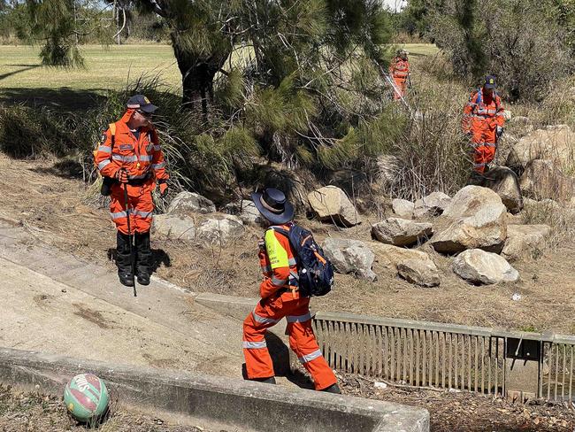 SES search fields and creeks around the crime scene in Zillmere. Pic Peter Wallis