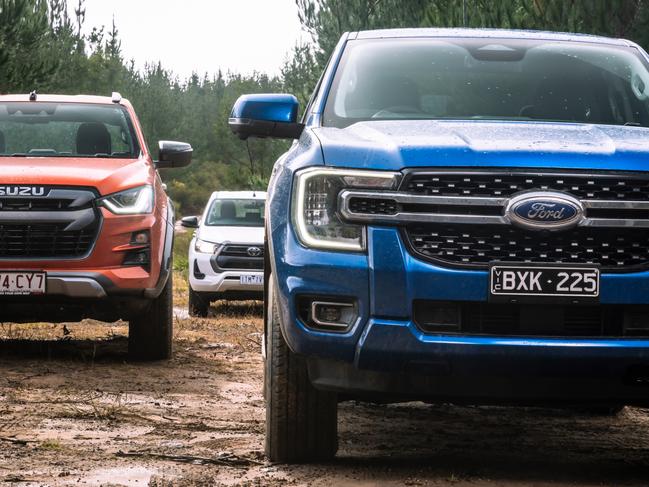 Dual-cab ute comparison test: Ford Ranger XLT, Toyota HiLux SR, Isuzu D-Max X-Terrain.