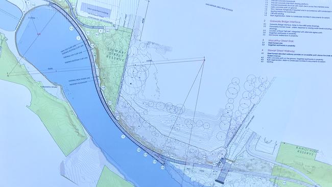 Where the new boardwalk link will go along the Parramatta River.