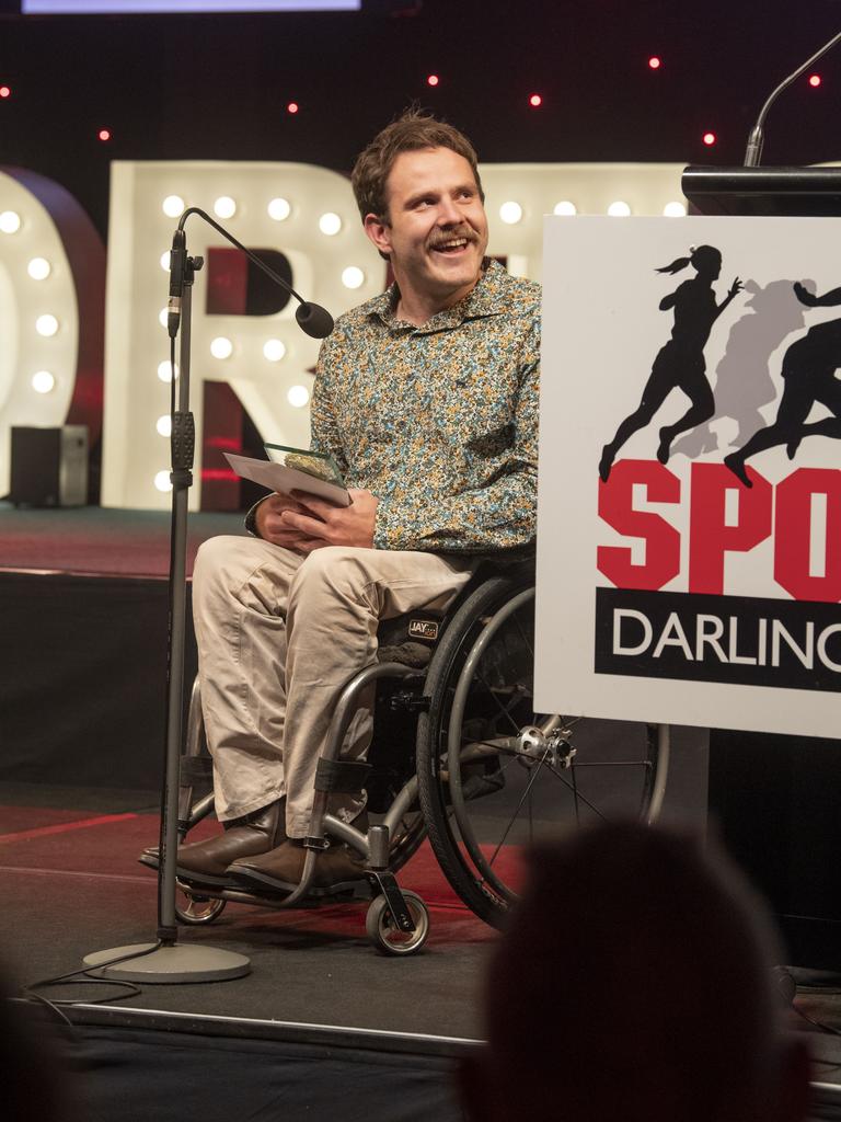 Hayden Siebuhr received the Senior Para Athlete of the Year. Sports Darling Downs Sports Stars of the Year dinner. Saturday, February 11, 2023. Picture: Nev Madsen.