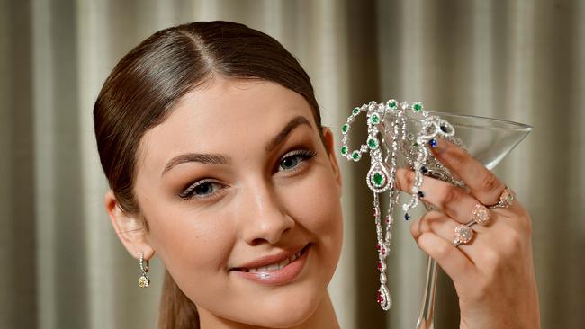 A model showcases natural-coloured diamond rings and natural stone jewellery from Michael Hill. Picture: Bianca De Marchi