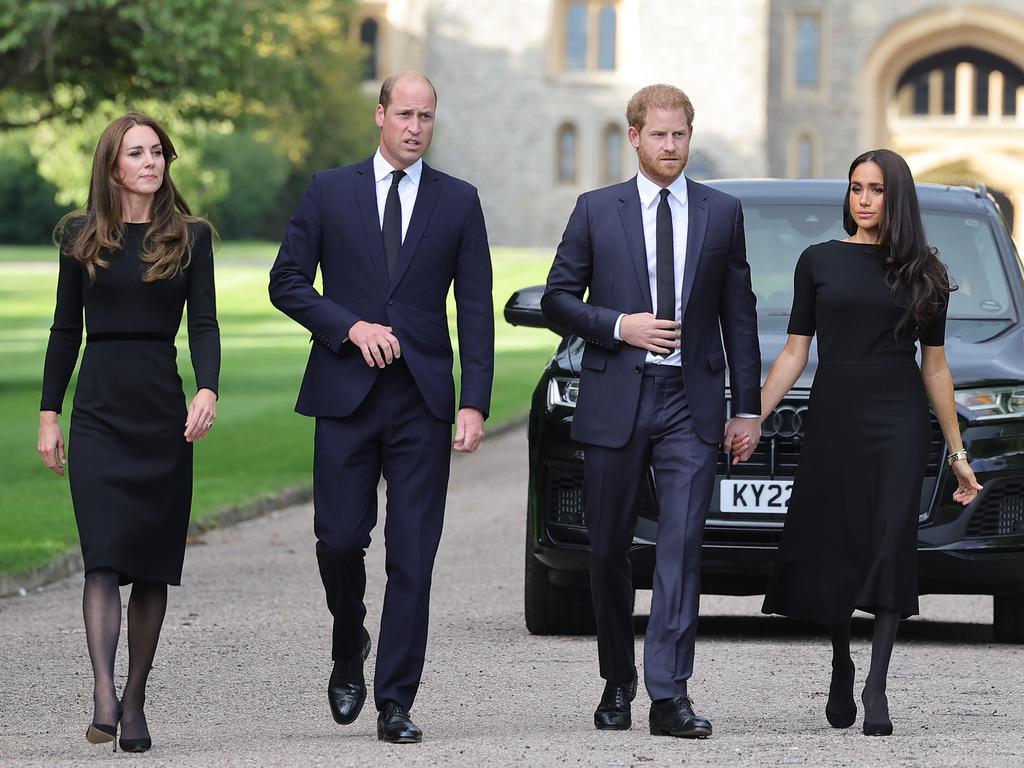 The Prince and Princess of Wales and the Duke and Duchess of Sussex presented a united from outside Windsor Castle. Picture: Chris Jackson/Getty Images