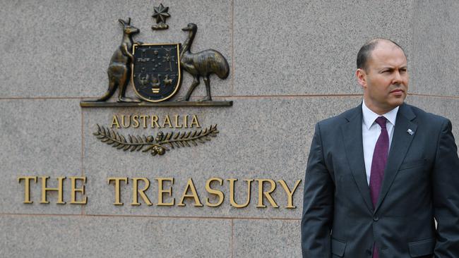 Treasurer Josh Frydenberg arrives at the Treasury in Canberra. Picture: Getty