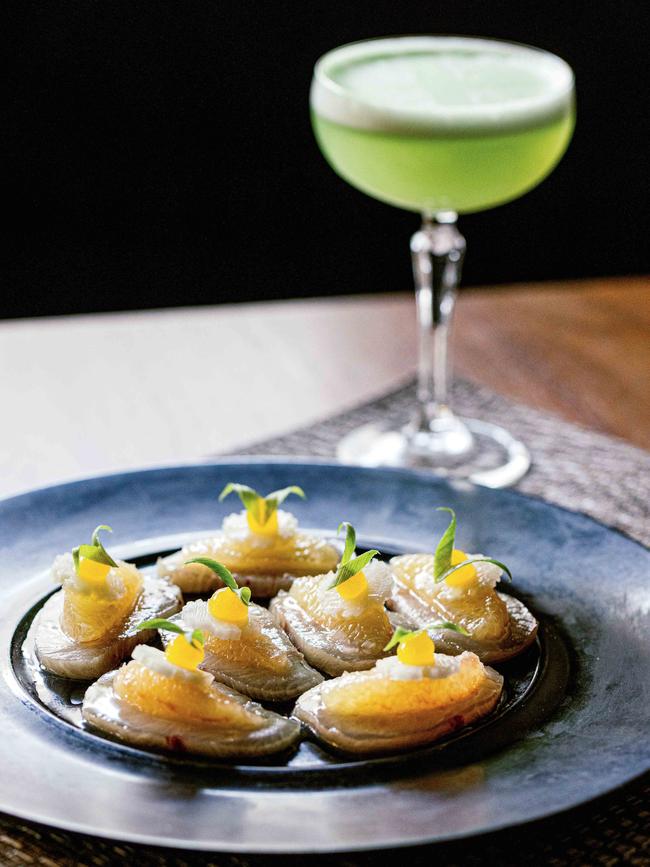 Senia’s citrus-cured hamachi (yellowtail) with 007 cocktail. Picture: Tanveer Badal
