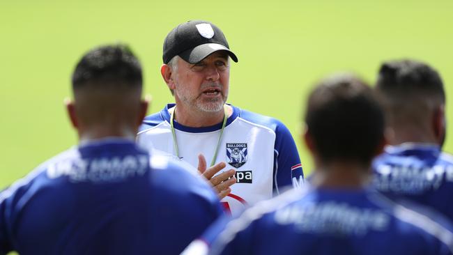 Bulldogs coach Dean Pay during Canterbury Bulldogs NRL training at Belmore, Sydney. They are the first Sydney team back at training. Picture: Brett Costello