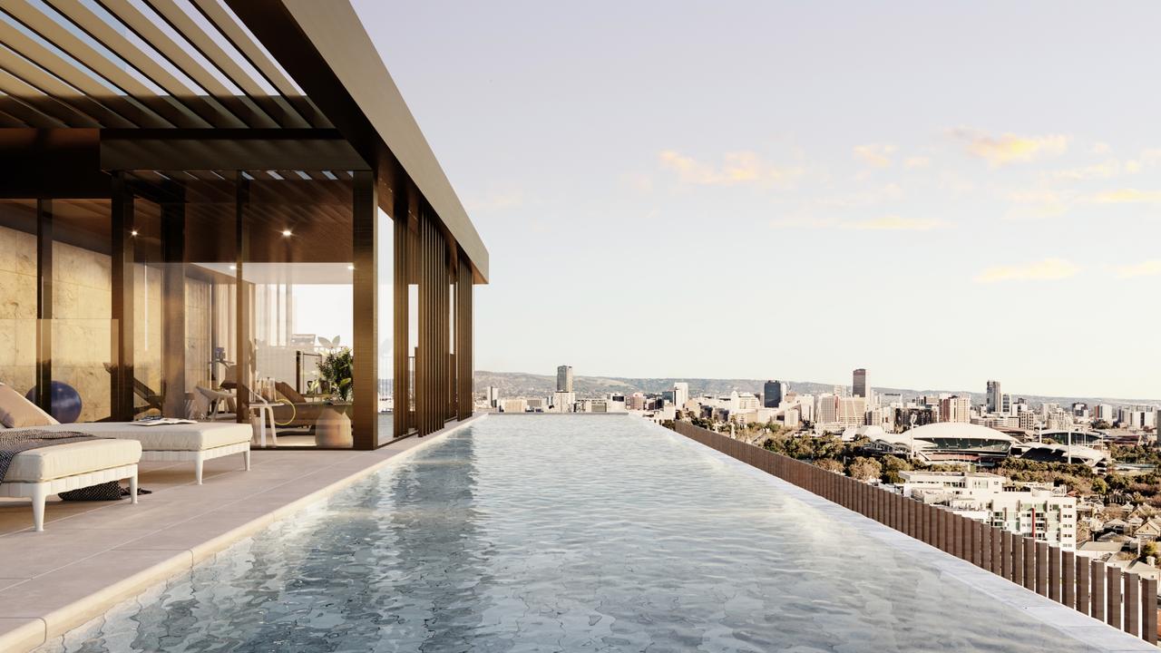 Architect's render of the roof-top pool for one of the penthouses at the O’Connell St development. Picture: Commercial &amp; General / Woods Bagot