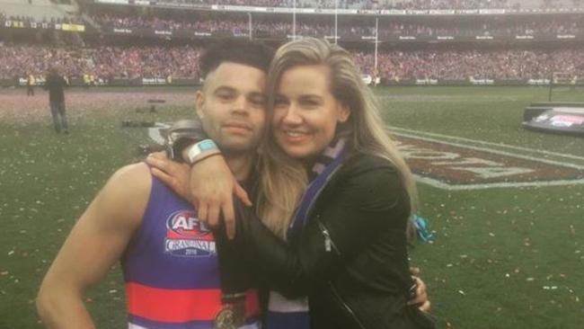 Gilmore with close friend, Bulldogs player Jason Johannisen.