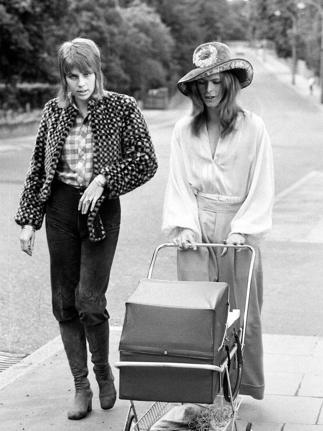 Bowie and wife Angie with three week old son Zowie in 1971.