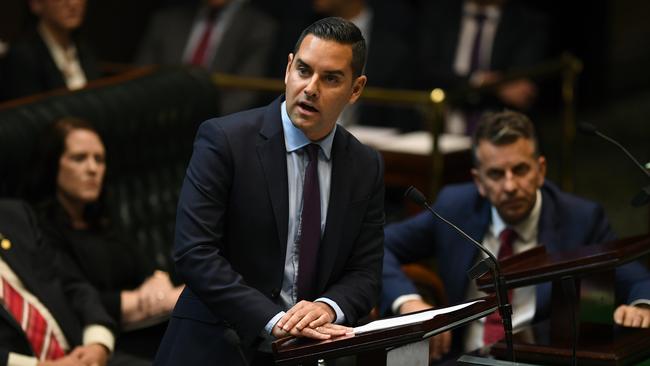 NSW Independent MP Alex Greenwich introduced the historic bill to the lower house this morning. Picture: Joel Carrett