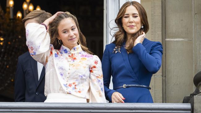 Princess Josephine of Denmark and Queen Mary of Denmark appear on the balcony. Picture: Martin Sylvest Andersen/Getty Images