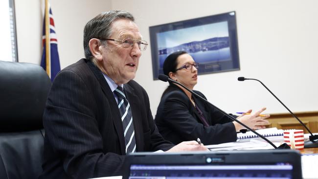 Huon Valley Council meeting picture of Huon Valley Mayor Peter Coad with General Manager Simone Watson. Picture: File