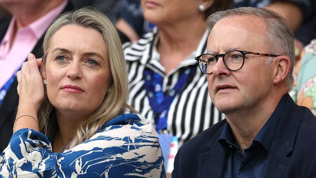 Mr Albanese and partner Jodie Haydon at the Australian Open on January 29. Picture: Getty Images