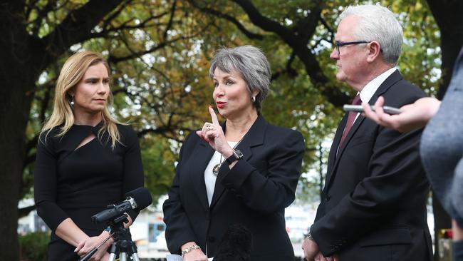 Independent candidates Kristie Johnston and Sue Hickey with MP Andrew Wilkie. Picture: Nikki Davis-Jones