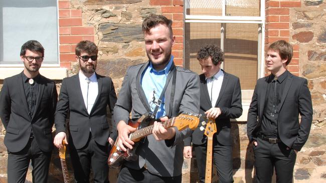 'Max Savage and the False Idols'. Left to right: Kevin vander Zwaag, Lachlan Ridge, Max Savage, Ross McHenry and Brenton Foster.