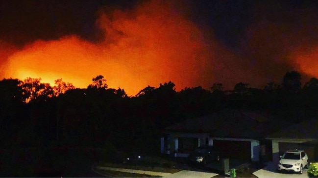 The fire burns through Thursday night at Salt Ash. Picture: Instagram @twayswtseesit