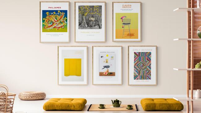 A selection of ArtFare posters featuring works by Australian artists