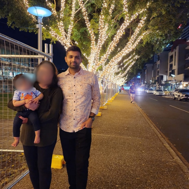 Ankit Mashru pictured alongside his wife and child. Picture: Supplied