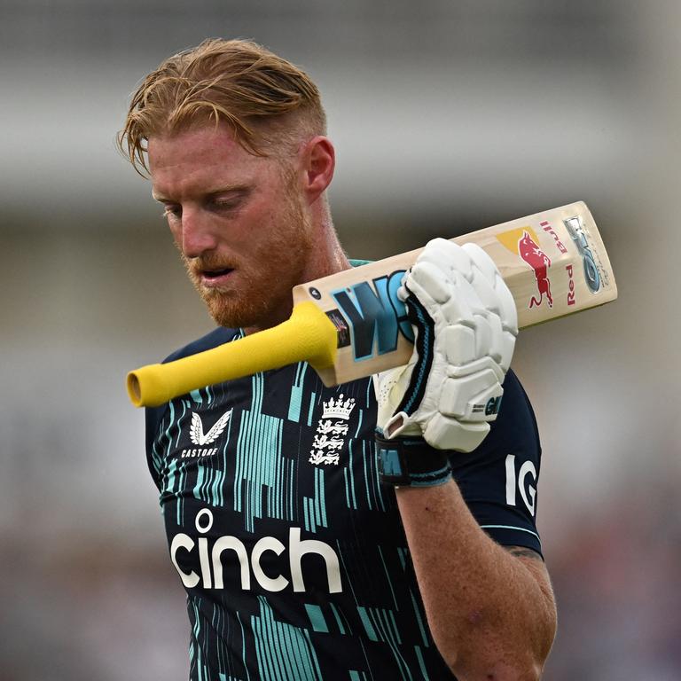 Ben Stokes acknowledges the crowd as he departs following his dismissal in his final ODI. Picture: Oli Scarff/AFP