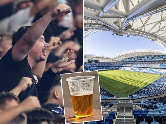 Fans at CommBank stadium in Sydney's west, left, can only have mistrngth beer in the general publkic section, while those at Allianz in the east, right, can choose full-strength. Pictures: News Corp/Supplied