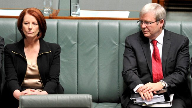 Best of frenemies: Then-Prime Minister Julia Gillard and then-Foreign Minister Kevin Rudd in 2010. Photo: AAP