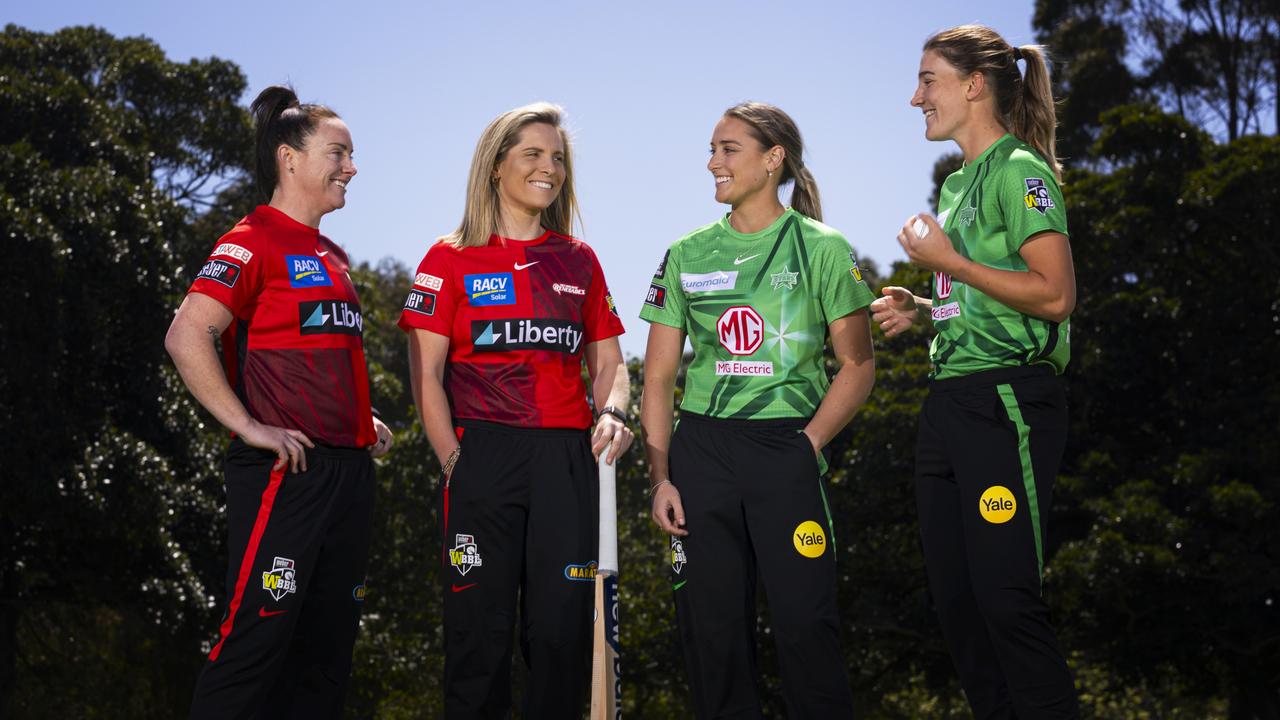 The Renegades’ Sarah Coyte and Sophie Molineux and the Stars’ Nicole Faltum and Annabel Sutherland have a healthy rivalry. Picture: Daniel Pockett/Getty Images for Cricket Australia