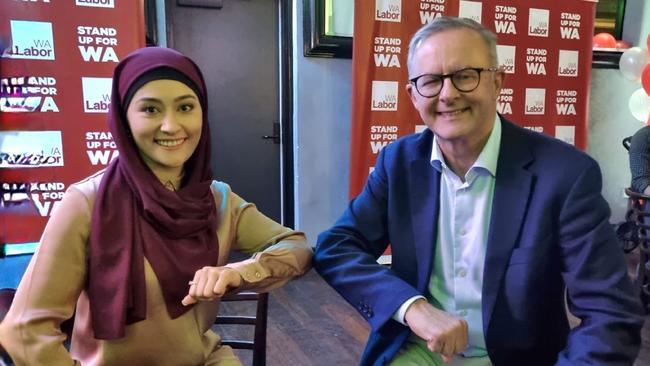 Young senator Fatima Payman with Anthony Albanese. Payman’s accusation that she was ‘exiled’ by Labor members is ironic. Picture: Facebook