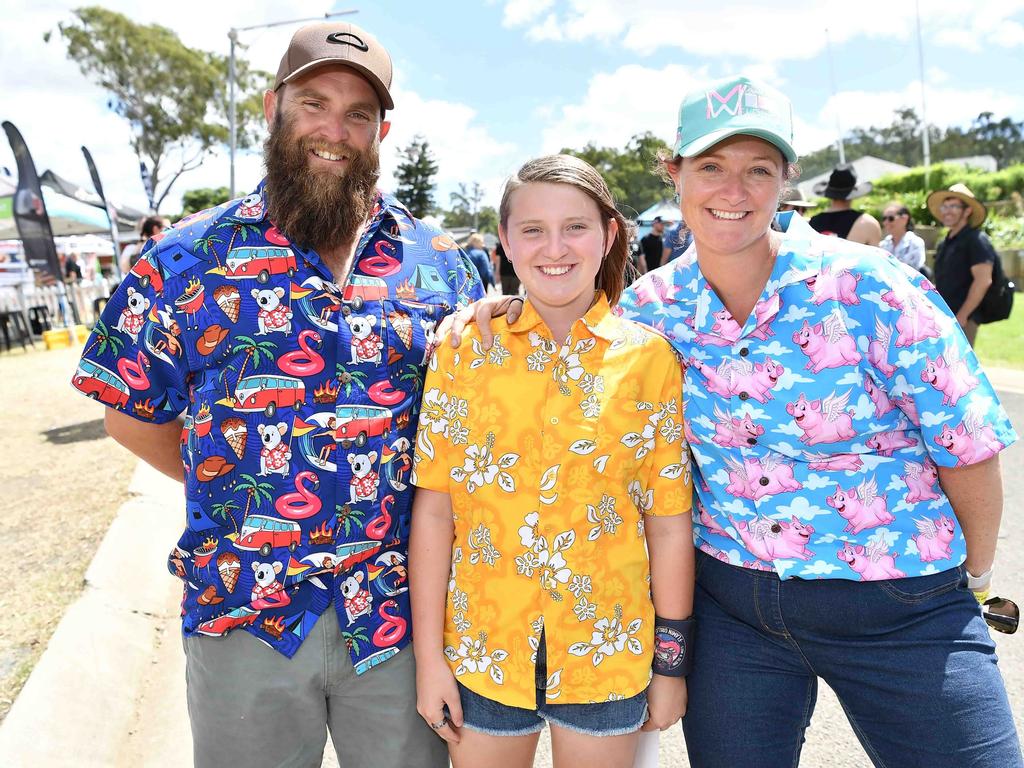 Luke, Ruby and Sarah Heathwood at Meatstock, Toowoomba Showgrounds. Picture: Patrick Woods.