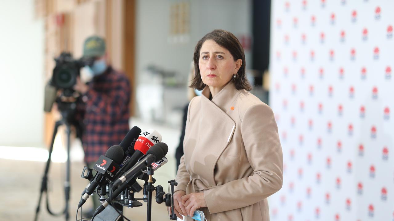 NSW Premier Gladys Berejiklian announced the new cases. Picture: NCA NewsWire / Christian Gilles